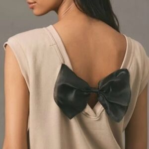 Maeve Cream Sweatshirt with Black Bow Detail